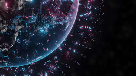 Abstract futuristic planet Earthの写真素材