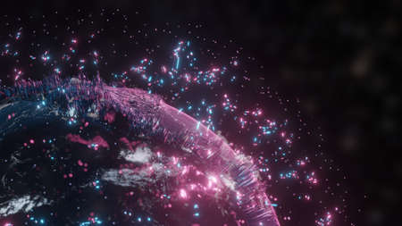 Abstract futuristic planet Earthの写真素材