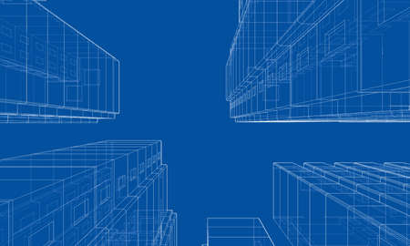 Vector wire-frame model of a multi-storey building