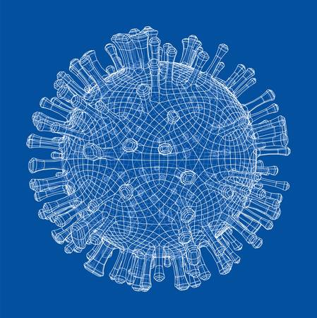 Vector wire-frame model of a virusのイラスト素材