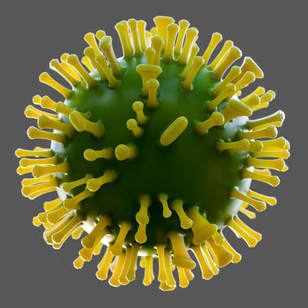 Virus. Abstract red 3d microbe on gray background