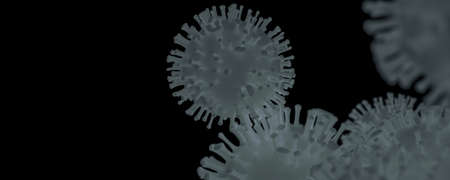 Virus. Abstract 3d microbe on dark backgroundの写真素材