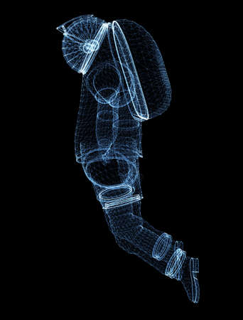 Astronaut consisting of luminous lines and dots