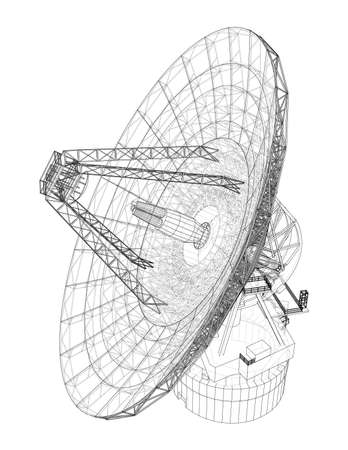 Radio Telescope concept outline. Vectorのイラスト素材