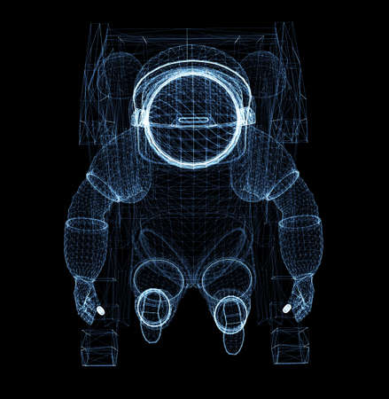 Astronaut consisting of luminous lines and dotsの写真素材