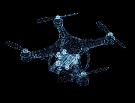 Drone of luminous lines and dotsの写真素材