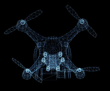 Drone of luminous lines and dotsの写真素材