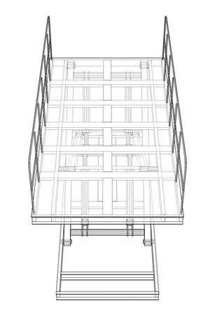 Scissors lift concept outline. Vectorのイラスト素材
