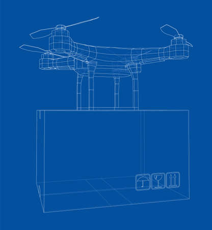 Delivery drone concept outline. Vectorのイラスト素材
