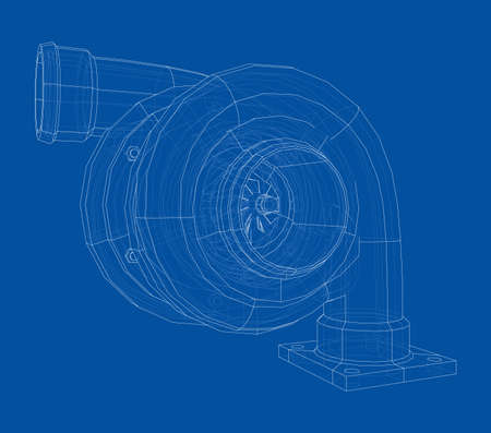 Automobile turbocharger concept outline. Vectorのイラスト素材
