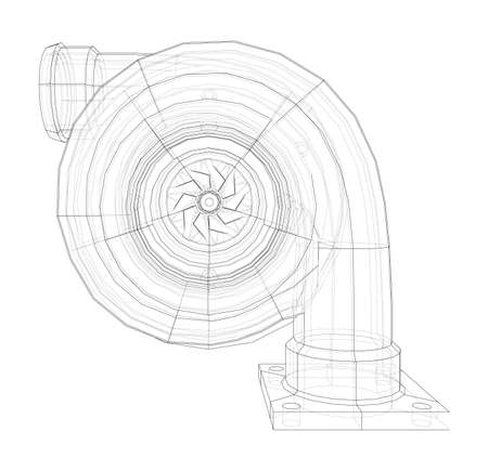 Automobile turbocharger concept outline. Vectorのイラスト素材