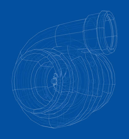 Automobile turbocharger concept outline. Vectorのイラスト素材