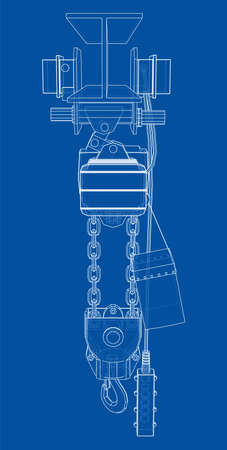 Winch or lifting machine concept outline. Vectorのイラスト素材
