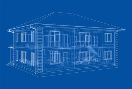 Abstract vector sketch of a houseのイラスト素材