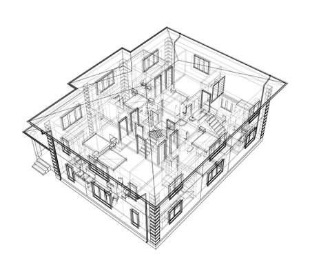 Abstract vector sketch of a houseのイラスト素材