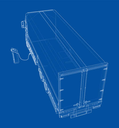 Electric Truck Charging Station Sketch. Vectorのイラスト素材
