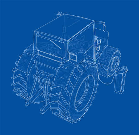 Electric Farm Tractor Charging Station Sketchのイラスト素材
