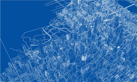 Outline city concept. Wire-frame styleの写真素材