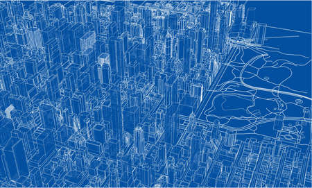 Outline city concept. Wire-frame styleの写真素材