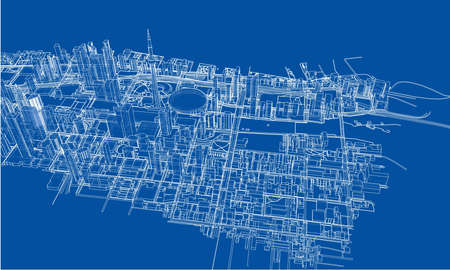 Outline city concept. Wire-frame styleの写真素材