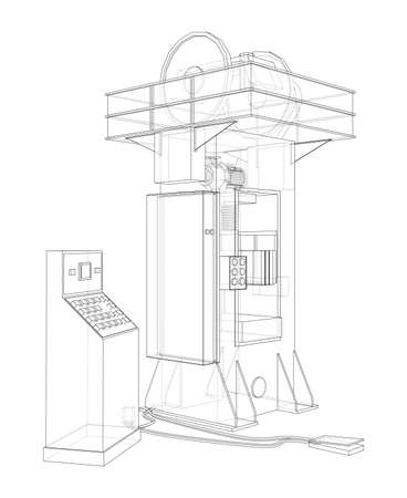 Friction screw press concept outline. Vectorのイラスト素材