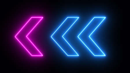 Blue and pink neon arrows on a black background
