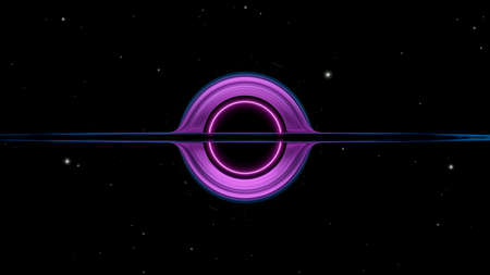 Front view of large spiral galaxy and black hole