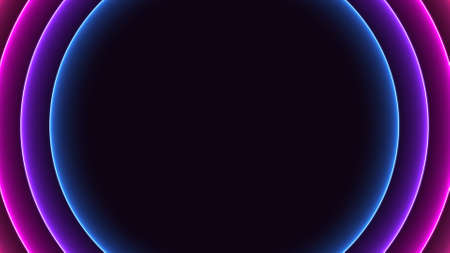 Elegant background of glowing neon circles. 3d illustrationの写真素材