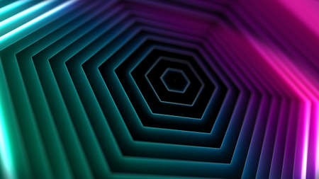 Abstract neon background of hexagons