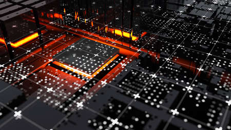 Abstract Central Computer Processors Concept. 3D illustration