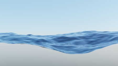 Water wave surface on gray backgroundの写真素材