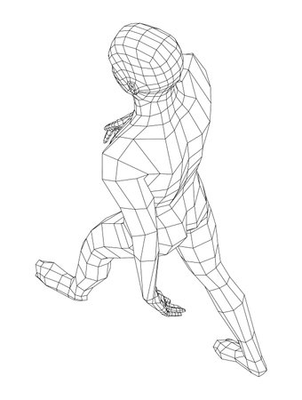 Wireframe walking man. Vectorのイラスト素材