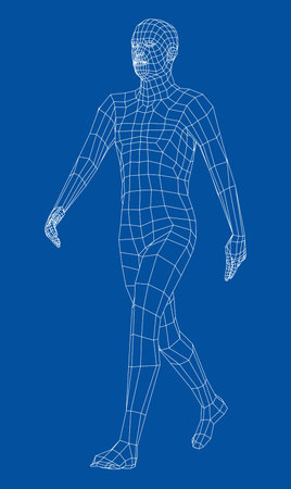 Wireframe walking man. Vectorのイラスト素材
