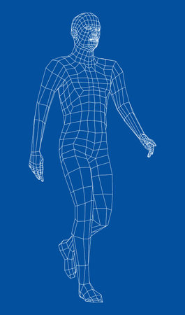 Wireframe walking man. Vectorのイラスト素材