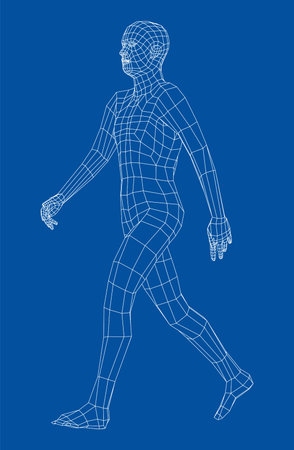Wireframe walking man. Vectorのイラスト素材