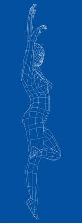 Wireframe ballerina in dance pose. Vectorのイラスト素材