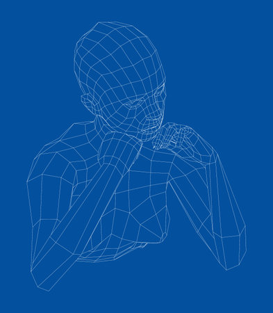 Wireframe girl in a sexy pose. Vectorのイラスト素材