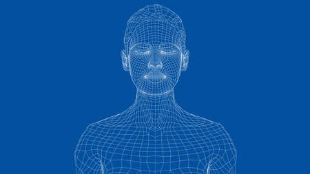 Wireframe portrait of a young beautiful girl