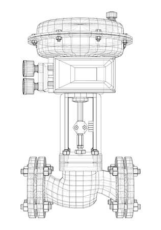 Valve with automatic electro-actuated. Vectorのイラスト素材