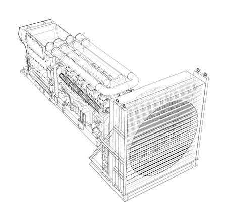 Large industrial diesel generator. Vectorのイラスト素材