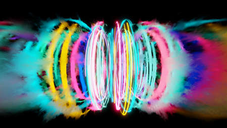 3d render, glowing lines, reflection, abstract background