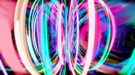 3d render, glowing lines, reflection, abstract backgroundの写真素材