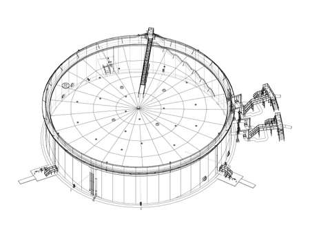 Large oil tank with floating roof. Vectorのイラスト素材