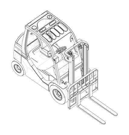 Forklift. Orthography Vectorのイラスト素材