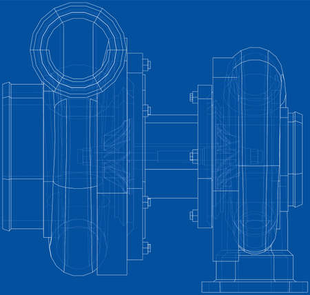 Automobile turbocharger concept outline. Vectorのイラスト素材