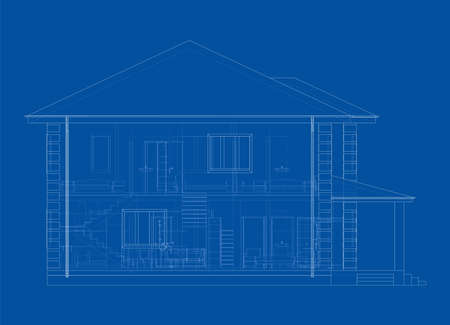 Residential building technical drawing. Vectorのイラスト素材