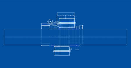 Winch or lifting machine concept outline. Vectorのイラスト素材