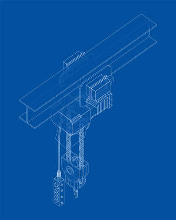 Winch or lifting machine concept outline. Vectorのイラスト素材
