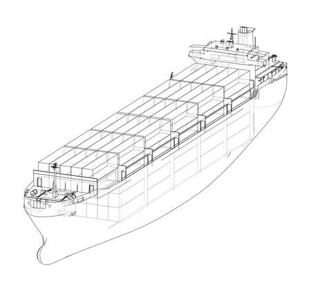 Cargo ship with containers. Vectorのイラスト素材