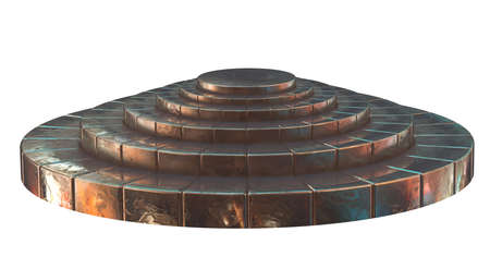 3d metal pedestal isolated on white backgroundの写真素材